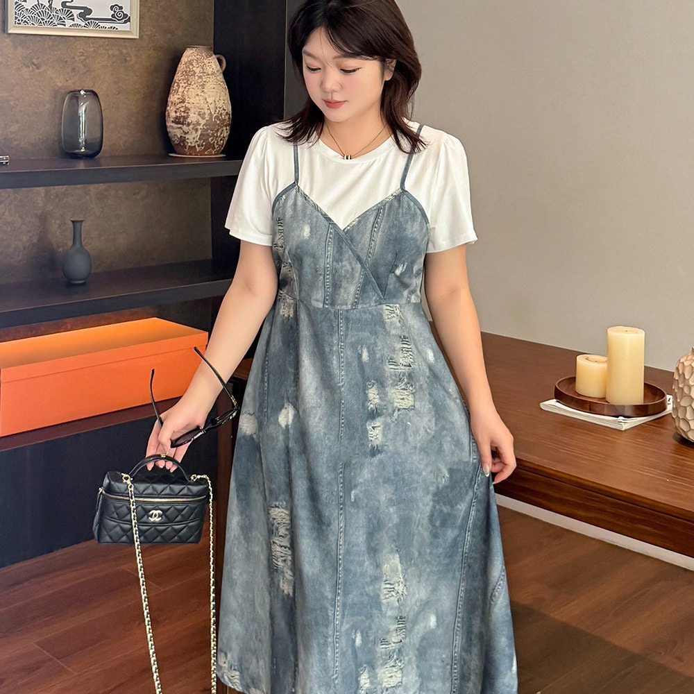 トレンド感たっぷりのフェイクツーピース カジュアルワンピース2