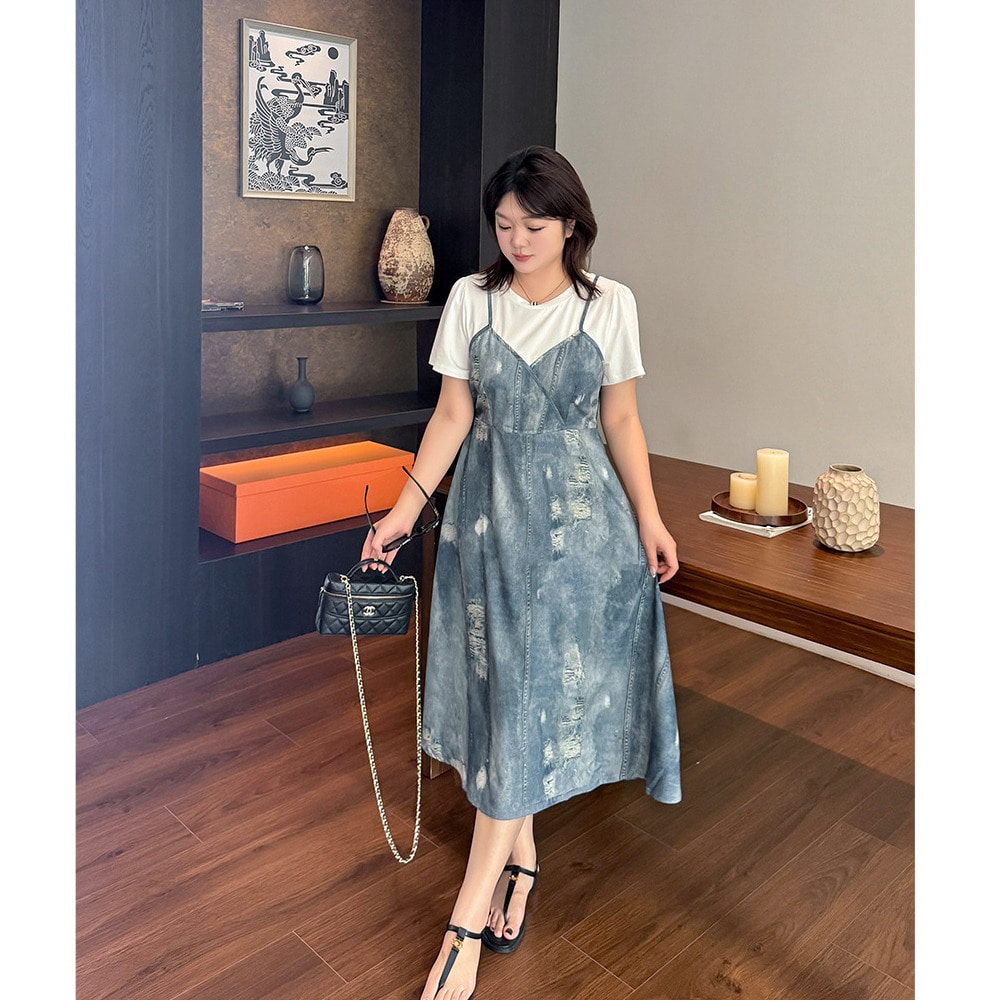 トレンド感たっぷりのフェイクツーピース カジュアルワンピース3