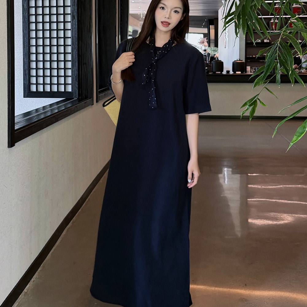 ゆったりリラクシーで大人ガーリーなマキシワンピース 着丈2タイプ2
