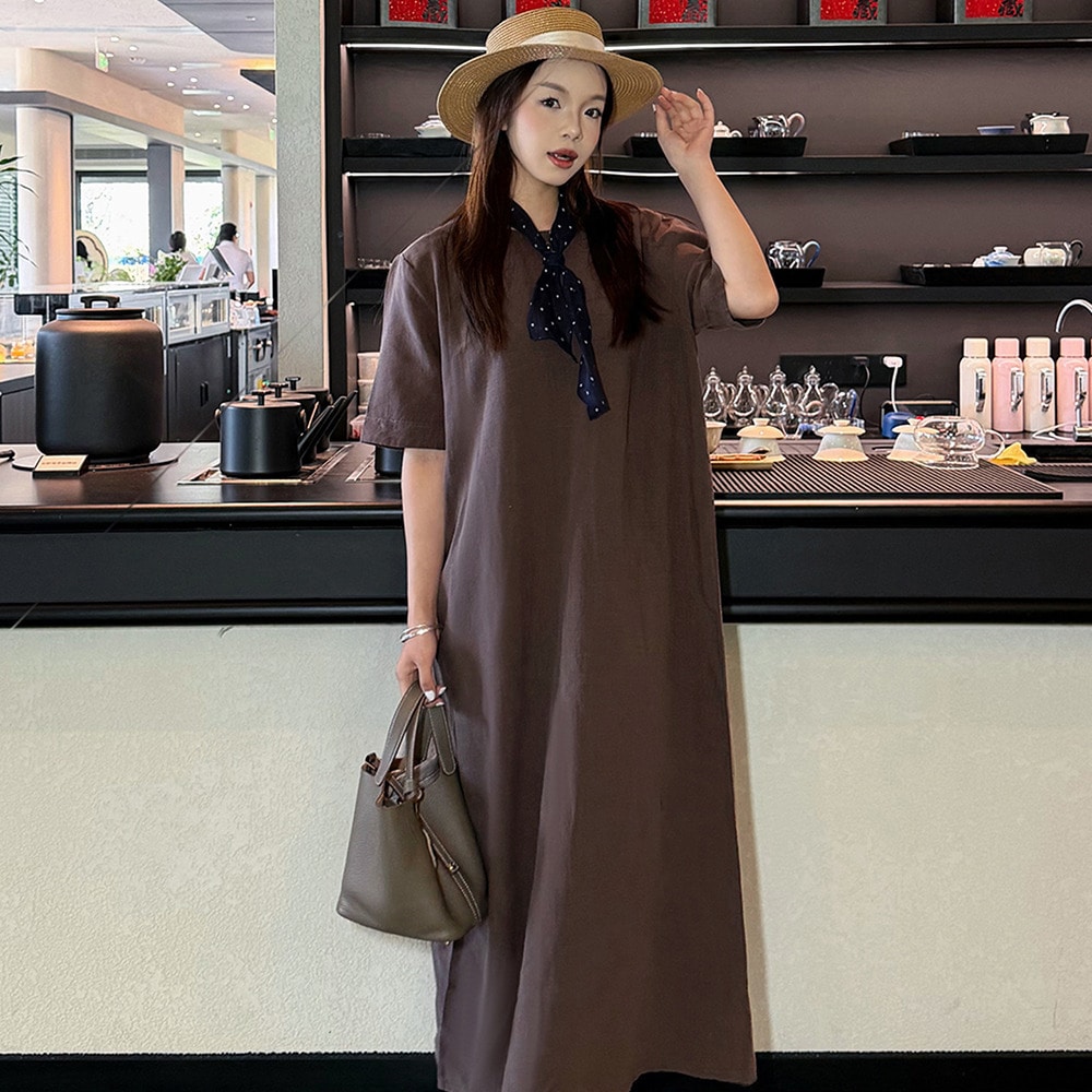 ゆったりリラクシーで大人ガーリーなマキシワンピース 着丈2タイプ1