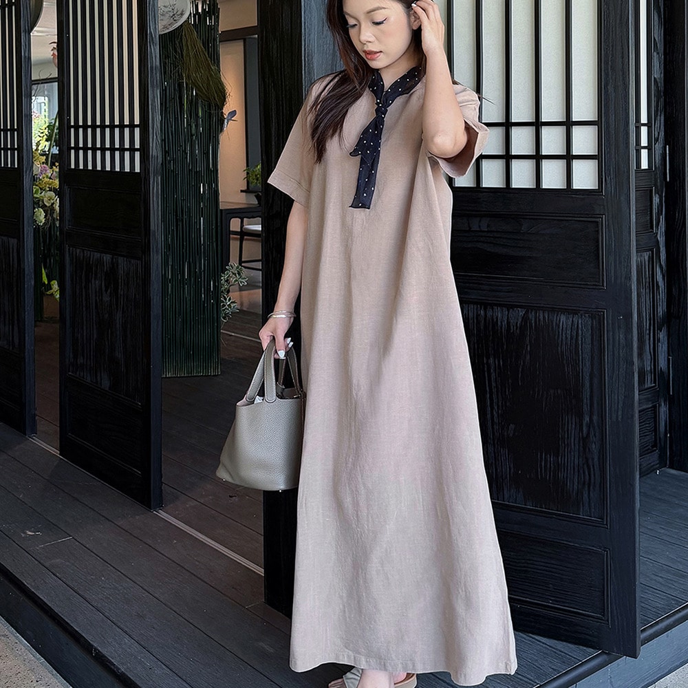 ゆったりリラクシーで大人ガーリーなマキシワンピース 着丈2タイプ1