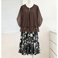 シフォンブラウス+モノトーンスカート 大人の綺麗めセットアップ