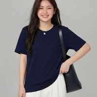 上質綿95%のなめらかタッチ♪着心地抜群クルーネックベーシックTシャツ