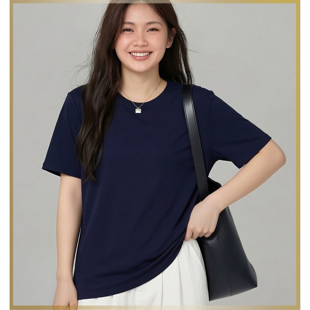 上質綿95%のなめらかタッチ♪着心地抜群クルーネックベーシックTシャツ2