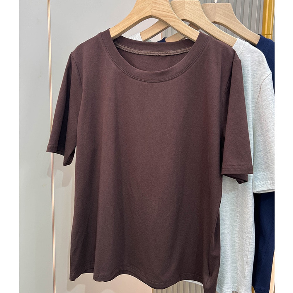 上質綿95%のなめらかタッチ♪着心地抜群クルーネックベーシックTシャツ5
