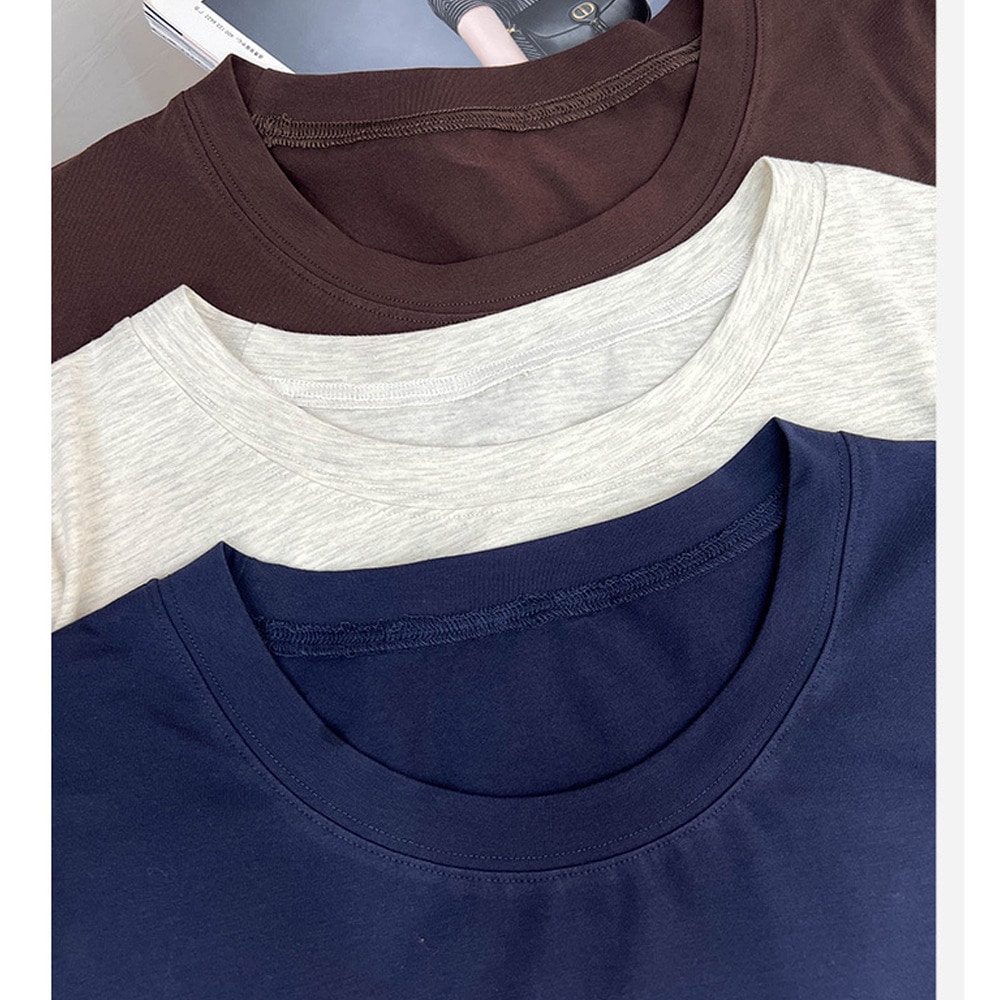 上質綿95%のなめらかタッチ♪着心地抜群クルーネックベーシックTシャツ7