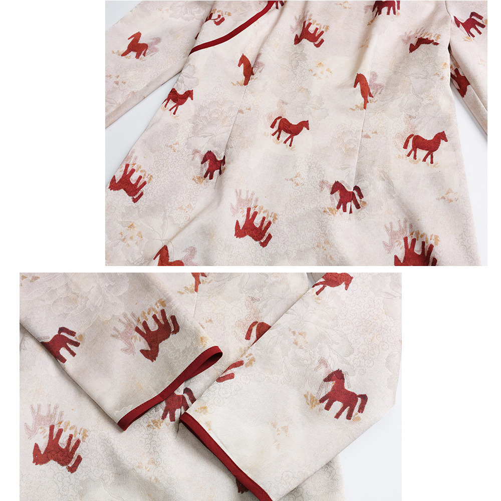 ポニープリントが大人可愛いショート丈チャイナ風ワンピース12