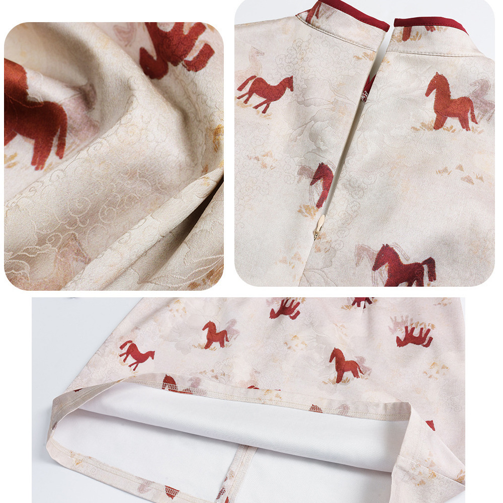 ポニープリントが大人可愛いショート丈チャイナ風ワンピース13