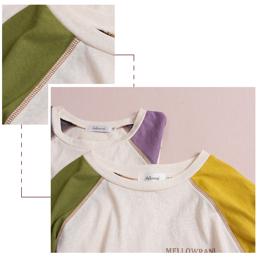 おしゃれなカラーブロックデザインのラグラン長袖Tシャツ11