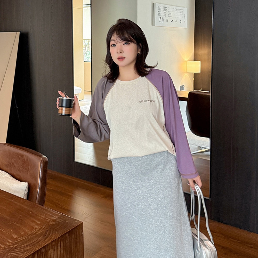 おしゃれなカラーブロックデザインのラグラン長袖Tシャツ3