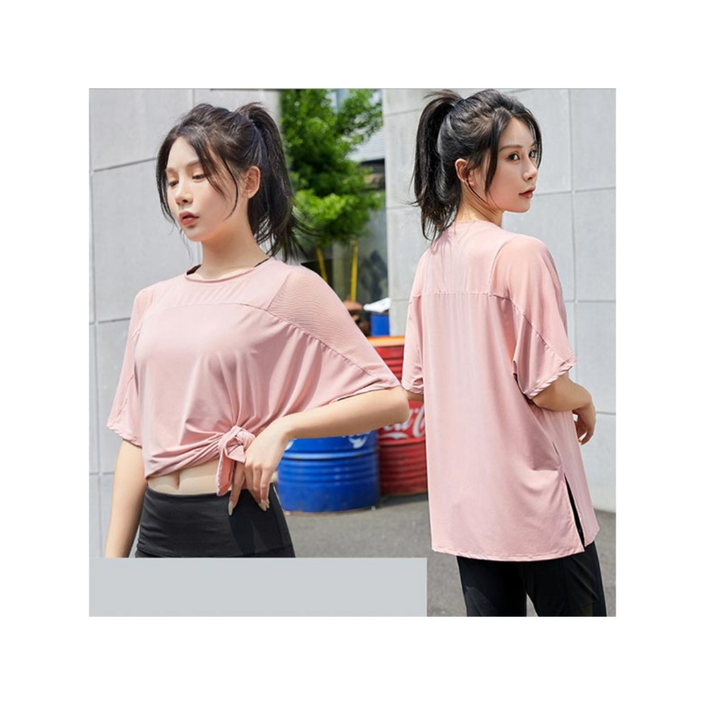 大きいサイズ トップス ヨガウェア フィットネス ジム メッシュ付きドロップショルダー Tシャツ　大きいサイズ レディース7