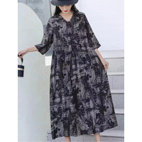 Ｖネック ワイドスリーブ Aラインテンセル混 ワンピース　大きいサイズ レディース