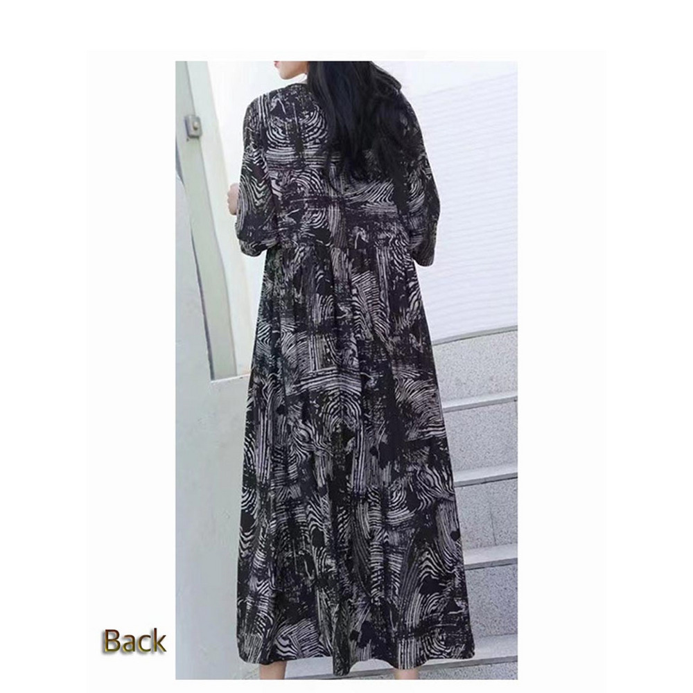 Vネック ワイドスリーブ Aラインテンセル混 ワンピース 大きいサイズ レディース5