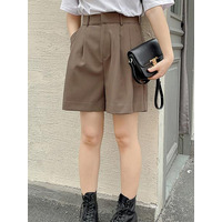 ツータック フォルドプリーツの綺麗めワイドショートパンツ　大きいサイズ レディース