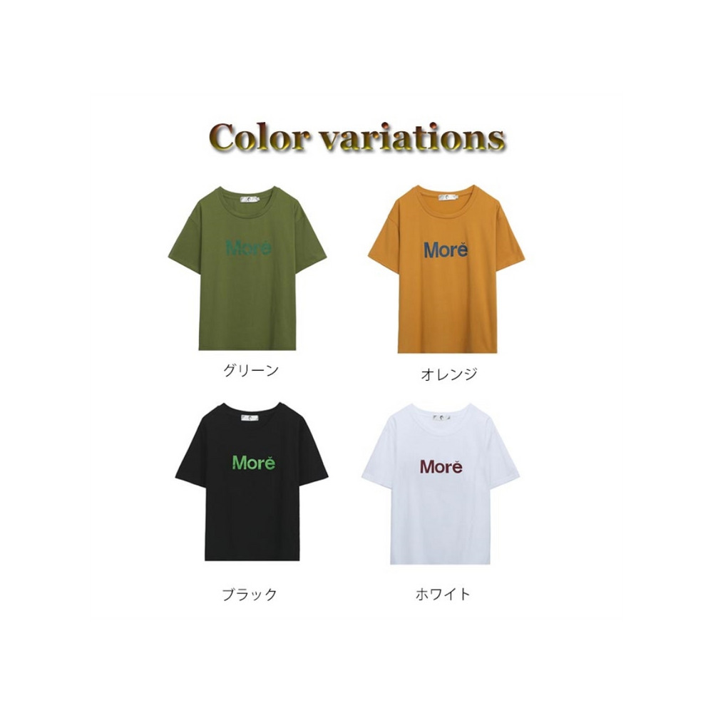 胸ロゴプリント ラウンドネック 半袖 ビッグシルエットTシャツ　大きいサイズ レディース4