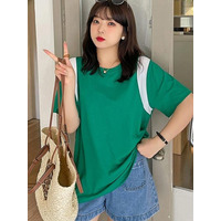 肩のホワイトラインがポイント！ビッグシルエット 半袖Ｔシャツ　大きいサイズ レディース