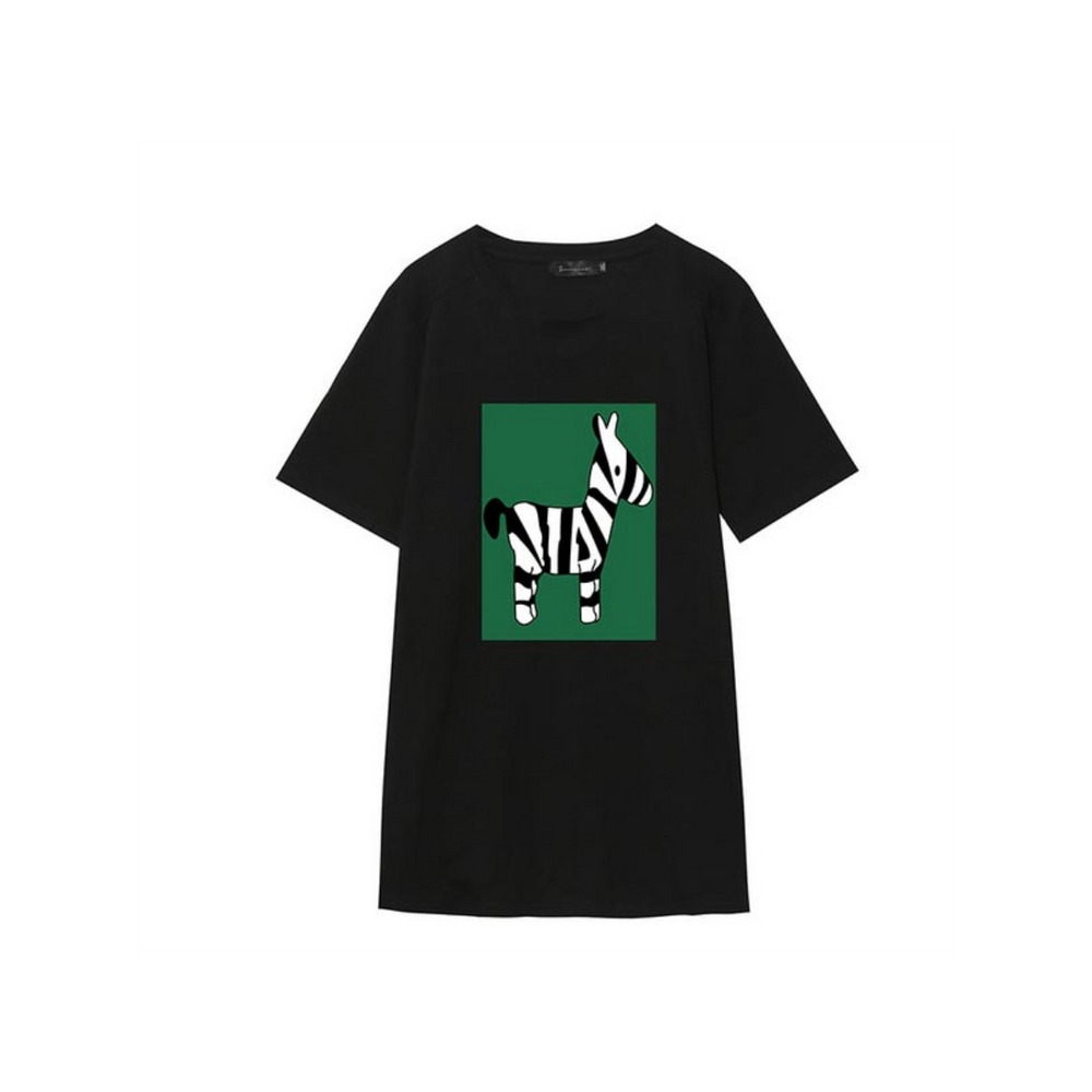 手書き風ゼブライラストが可愛い!ビッグシルエット半袖Tシャツ 大きいサイズ レディース13