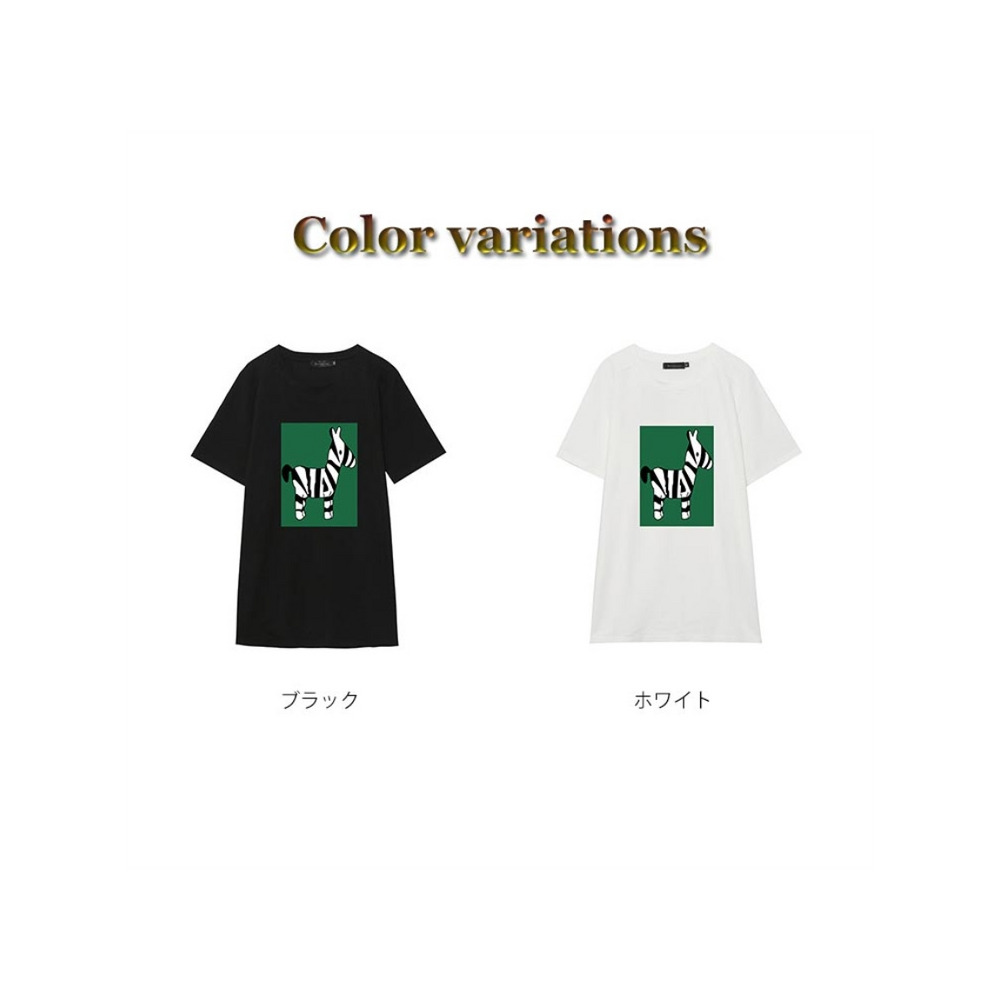 手書き風ゼブライラストが可愛い!ビッグシルエット半袖Tシャツ 大きいサイズ レディース3