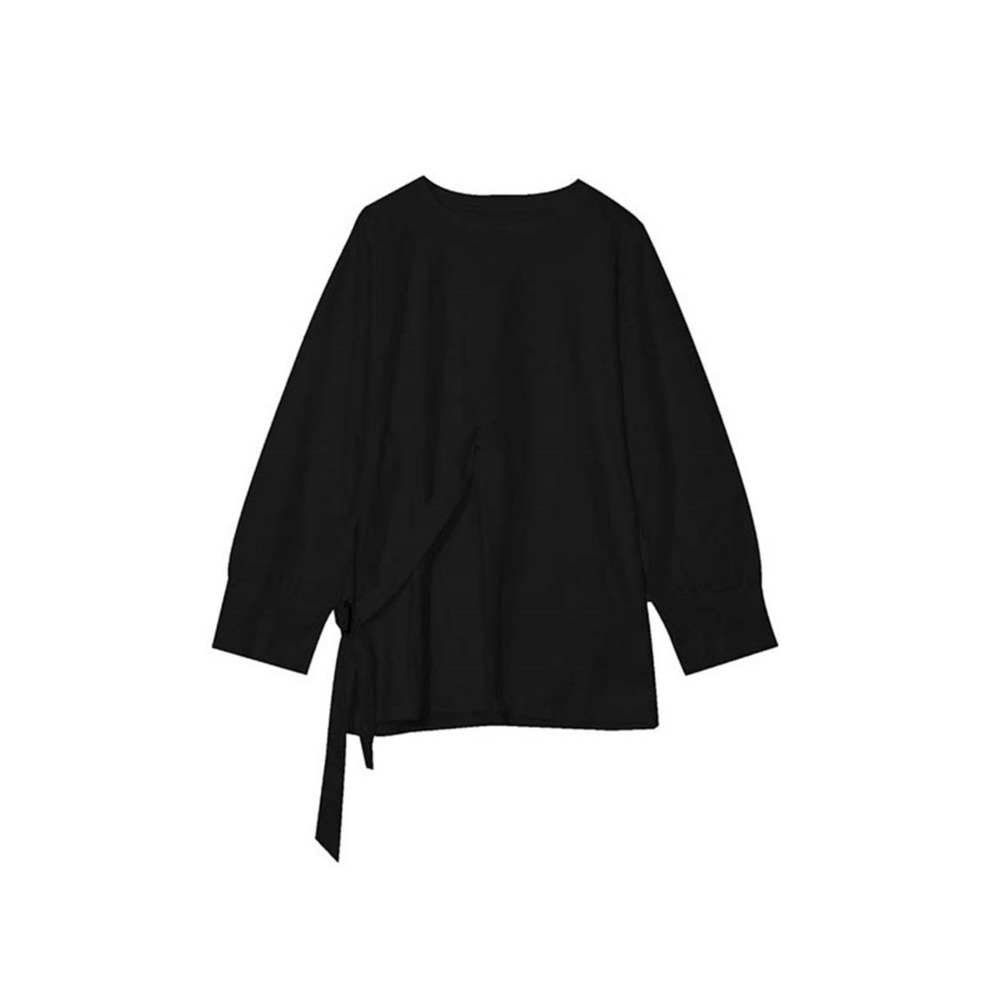 シンメトリーベルトデザインがオシャレ!長袖ビッグTシャツ 大きいサイズ レディース15