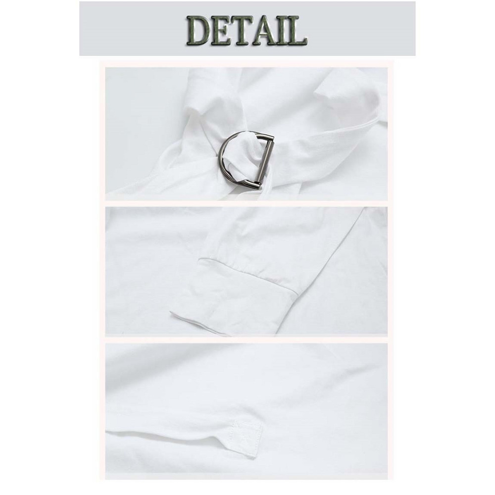 シンメトリーベルトデザインがオシャレ!長袖ビッグTシャツ 大きいサイズ レディース6