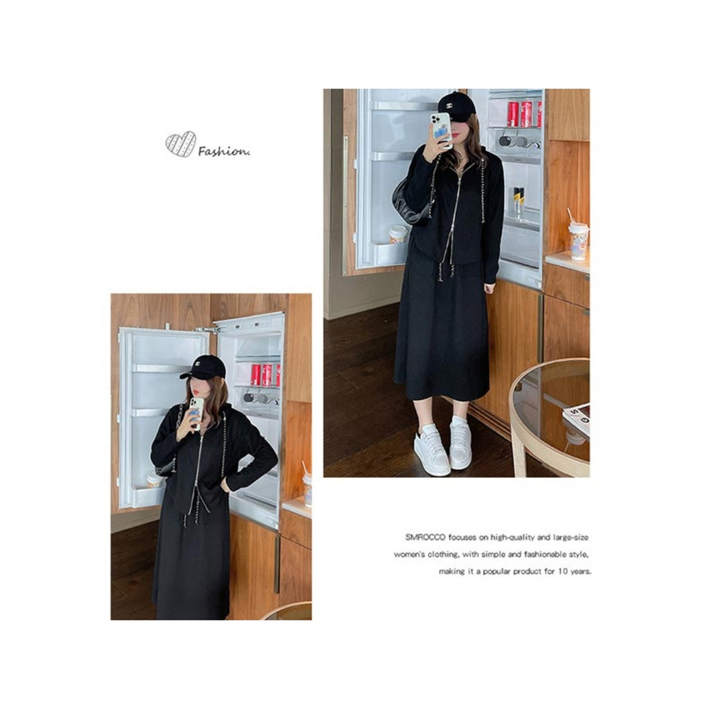 ダブルジップパーカー+Aラインスカート キレカジ スカートスーツ 大きいサイズ レディース14