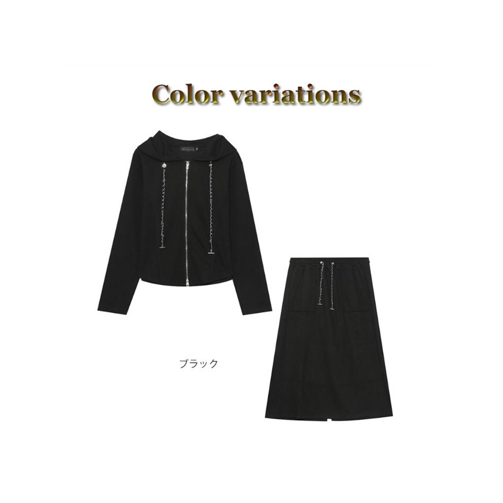 ダブルジップパーカー+Aラインスカート キレカジ スカートスーツ 大きいサイズ レディース6