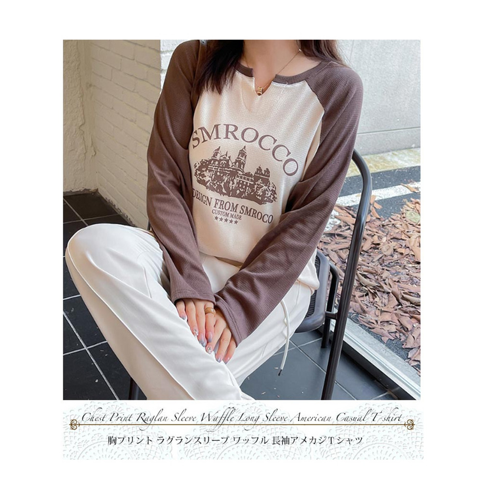 トレンドのレトロなアメカジテイスト！ワッフル長袖Ｔシャツ　大きいサイズ レディース3