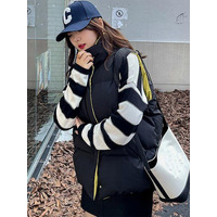 配色がお洒落な裏コントラストカラー スタンドカラー 中綿ベスト　大きいサイズ レディース