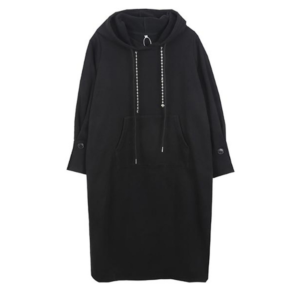 袖コンシャス! フード付きミモレ丈スウェットワンピース 大きいサイズ レディース18