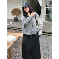 重ね着風トップス+Aラインスカート セットアップ　大きいサイズレディース