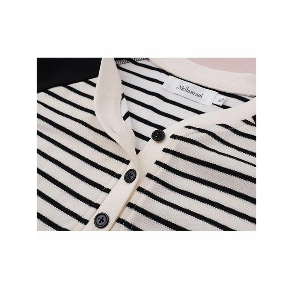 細ボーダーのオーバーサイズ ブロックデザイン 長袖プルオーバー 大きいサイズレディース11