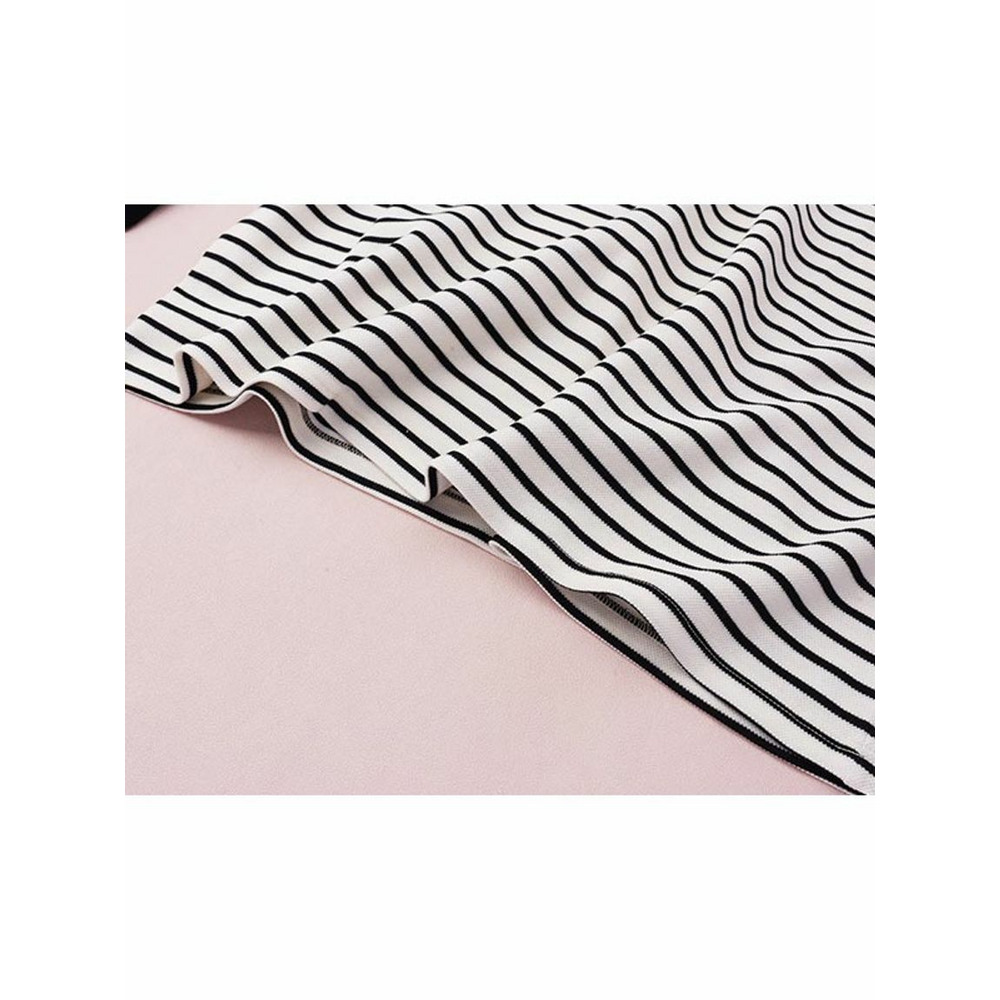 細ボーダーのオーバーサイズ ブロックデザイン 長袖プルオーバー 大きいサイズレディース14