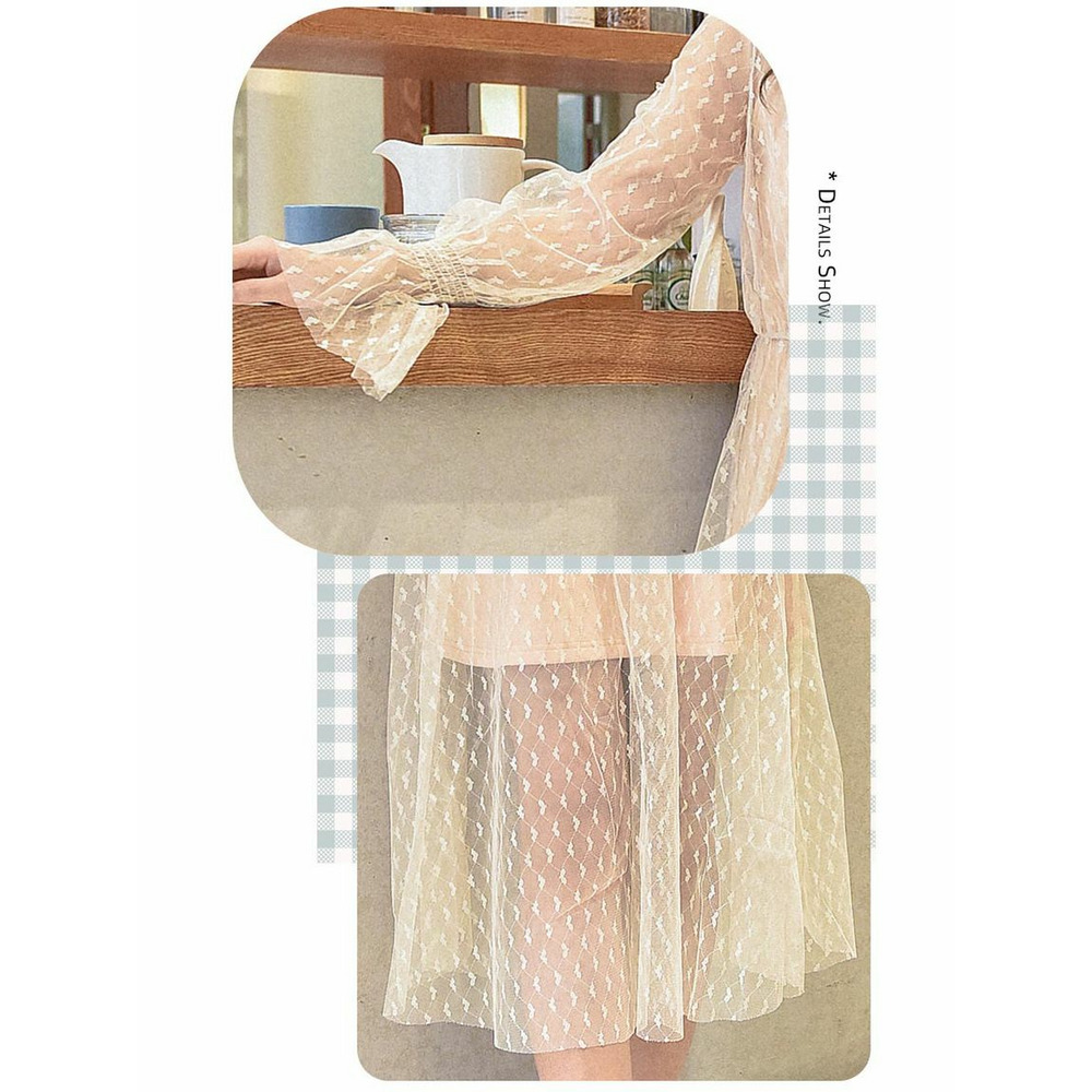 シアーなハート柄メッシュワンピースとインナーワンピースのセット 海外インポート服 sanmaru19