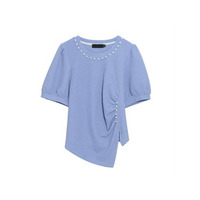 ちりめん皺のリンクル加工素材アシンメトリーデザイントップス　大きいサイズ レディース