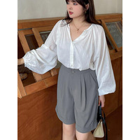 ハイウエスト 2タック ウエストバックゴム キュロットパンツ　大きいサイズ レディース