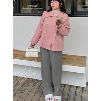 柔らかでドレープの綺麗なリブニット生地ワイドストレートパンツ 　大きいサイズレディース