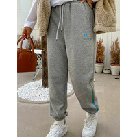 左右アシンメトリーなラインが個性的！裏起毛スウェットパンツ  　大きいサイズレディース