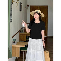 シンプルでキレイめ！大人カジュアル クロップド丈 半袖 Tシャツ