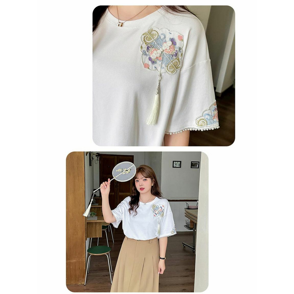 刺繍やタッセル付きのラグジュアリーな大人の半袖Ｔシャツ16