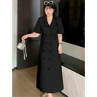 ラペルカラー付きダブルブレストコートドレス風ロング丈ワンピース