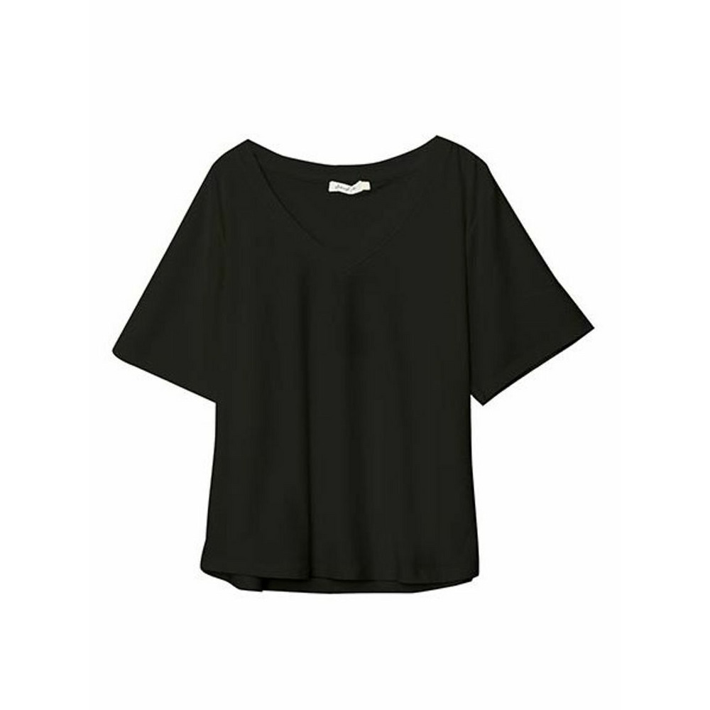 リラクシーできれいめシルエットのＶネック半袖Tシャツ ブラック 1