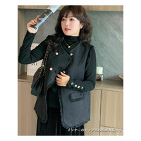 袖口に全部形の違う4連ボタンデザイン！ ハイネックボトミングシャツ　大きいサイズレディース