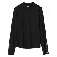 袖の全部違う4連ボタンがおしゃれ！ハイネックボトミングシャツ　大きいサイズレディース