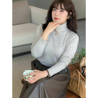 暖かくてスッキリ見え！タートルネックの細リブボトミングシャツ　大きいサイズレディース