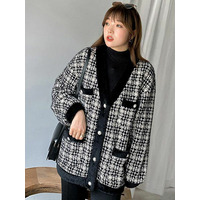 ふんわりゆったりオーバーサイズミドル丈カーディガンジャケット　大きいサイズレディース