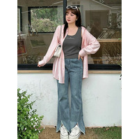 シアートップスのインナーに最適！ショート丈 胸ロゴ タンクトップ  大きいサイズレディース