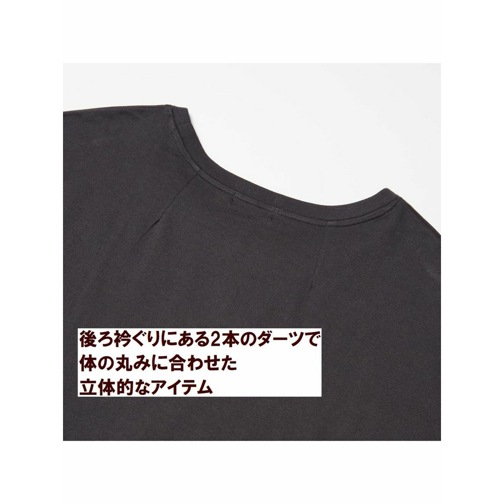 【EL.FO】コットンクルーネックTシャツ　大きいサイズ レディース　襟ヨレ防止 脇下消臭テープ 後襟ぐりダーツ仕様 ソフトタッチ 裾サイドスリット20