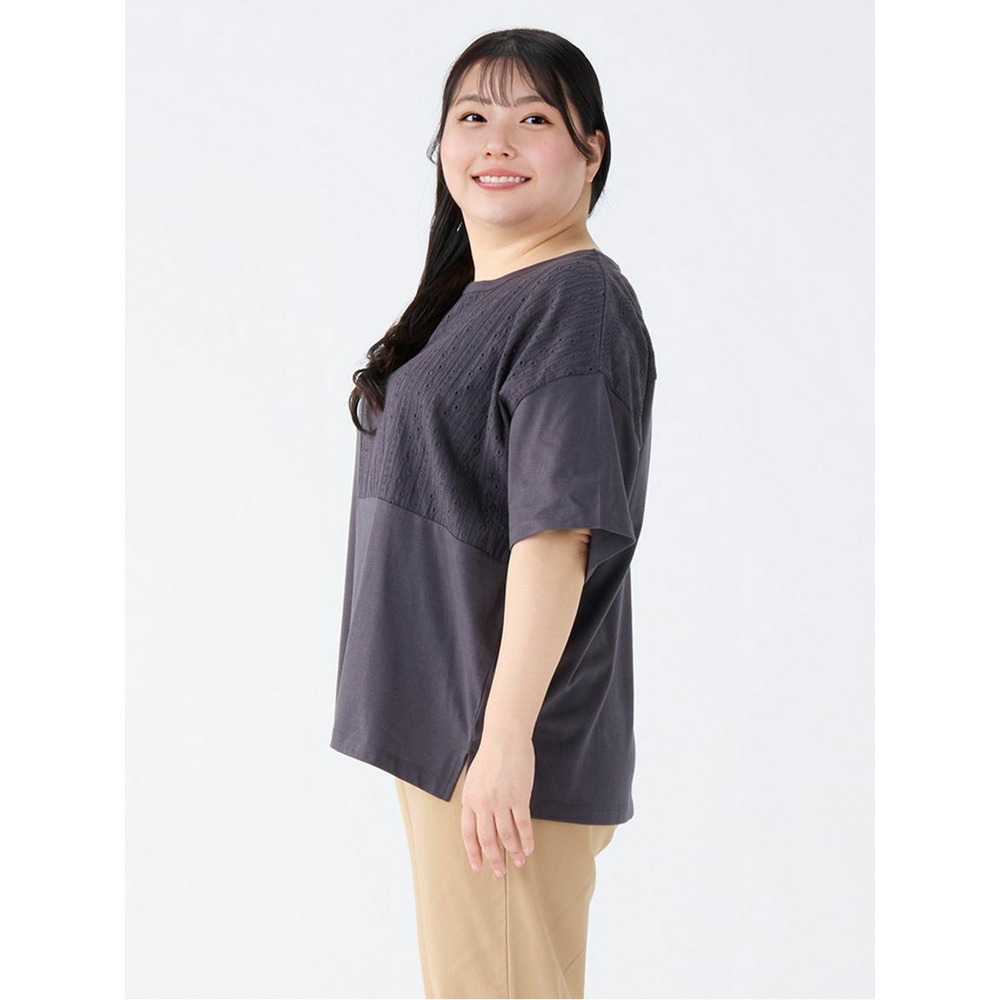 nojean　刺繍布帛クレイジー切替Tシャツ5