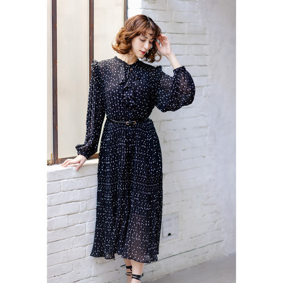 【Alinoma先行販売】シフォンプリーツフリルティアードワンピース【アリノマ/Alinoma】 【Alinoma先行販売】シフォンプリーツフリルティアードワンピース【アリノマ/Alinoma】
