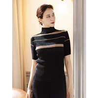 シャトルプリーツ ボトルネックプルオーバー / 半袖【L・2L・3L・4L・5L】31号まで対応